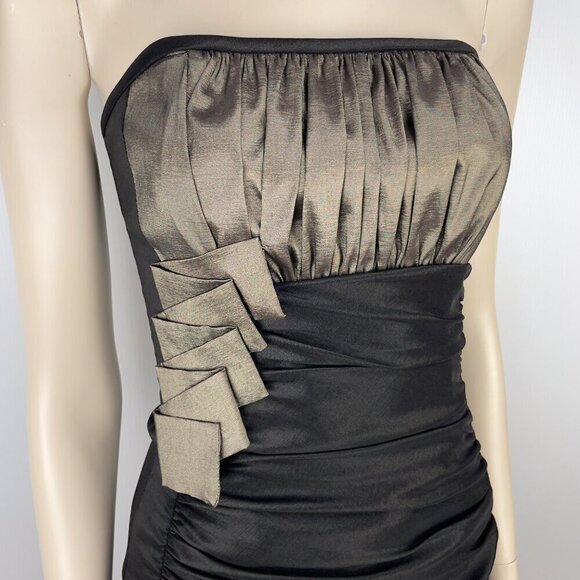 JESSICA McCLINTOCK VTG Party Mini Ruched 90’s Black Goth Metallic Dress sz 4 - Picture 3 of 8